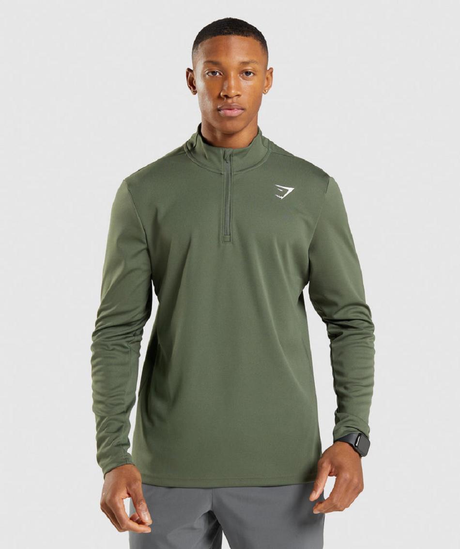 Correr Con Capucha Gymshark Arrival 1/4 Zip Pullover Hombre Verde Oliva | CO 3690SGL